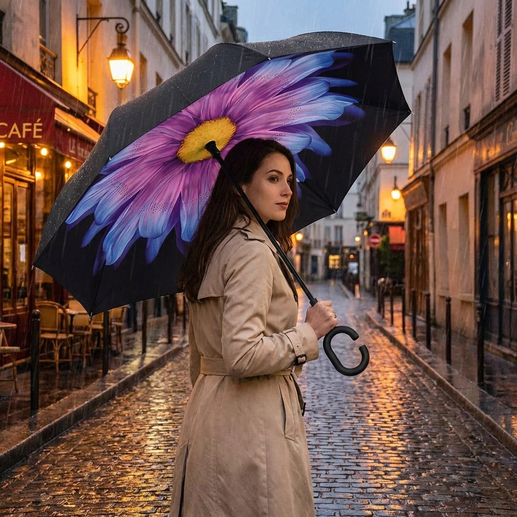 Double Layer Strong waterproof Umbrella with C- Shape Handle