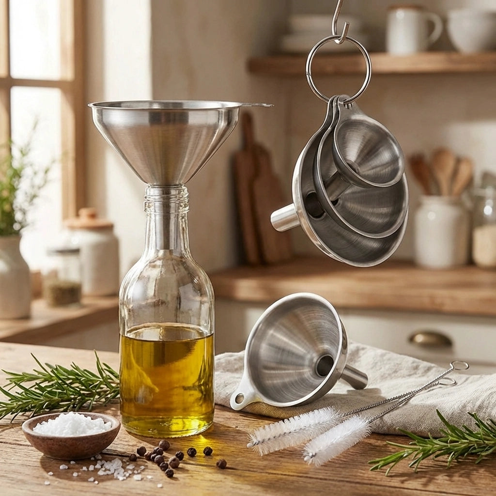 3 Pcs Funnel with Brush Set