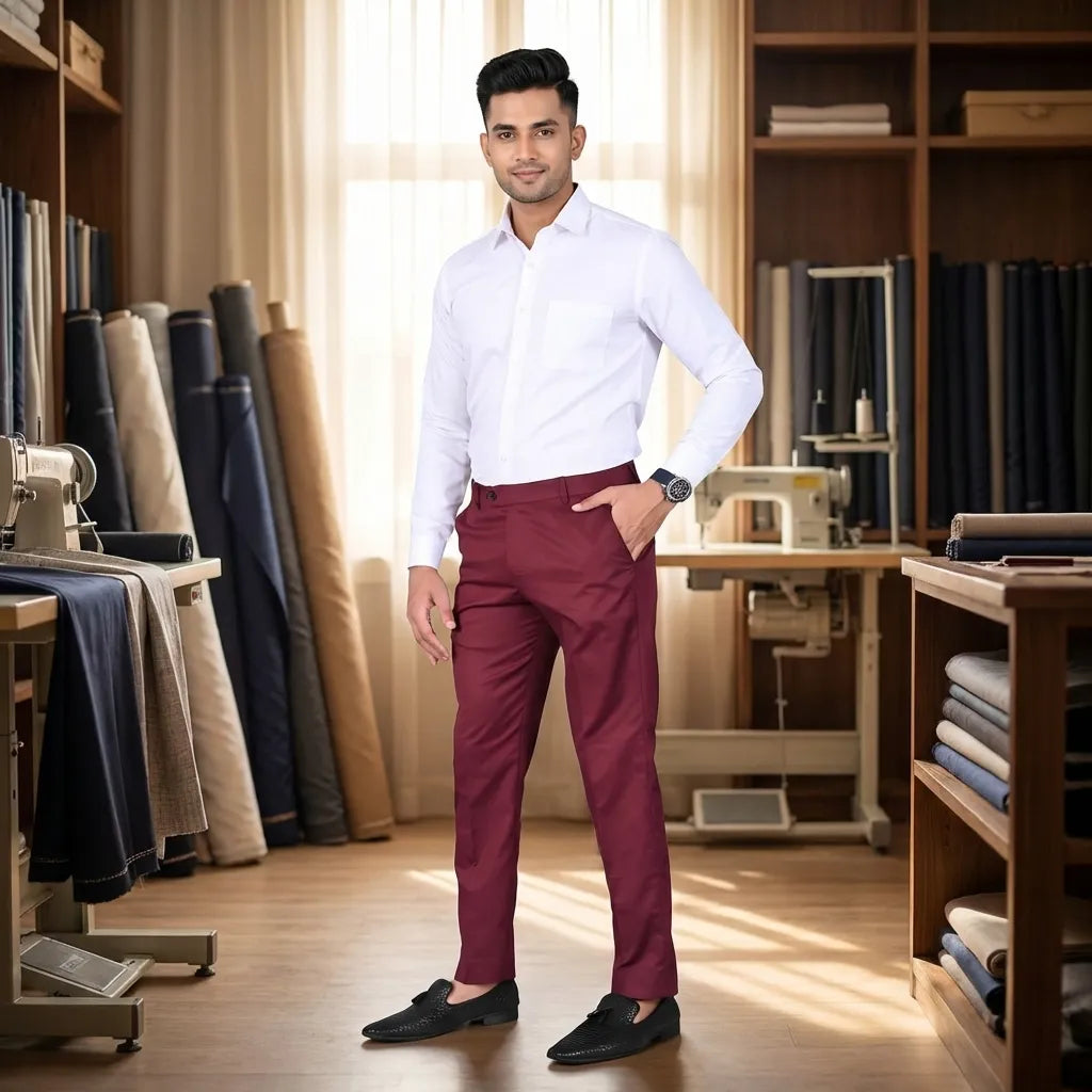 Maroon Office Formal Trousers
