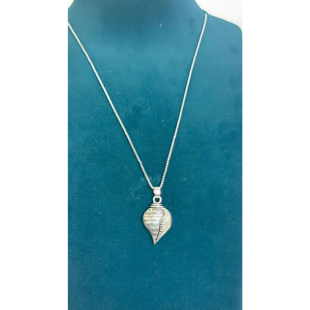 Silver Shankha Pendant with Chain