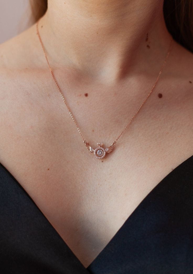 Rose Gold Angel Wings Pendant Chain