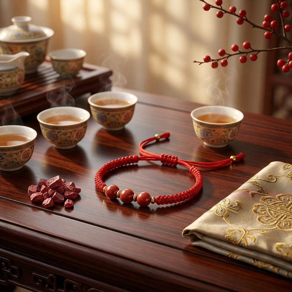Hand-Woven Cinnabar Small Beads Bracelet