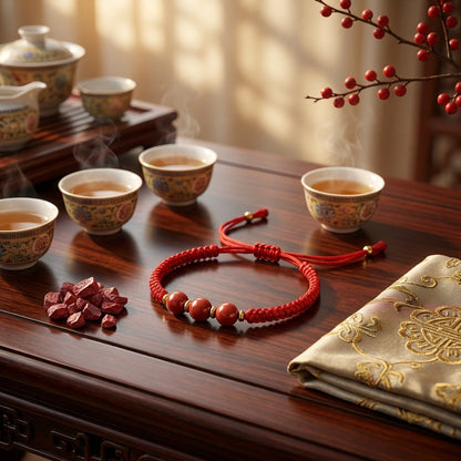 Hand-Woven Cinnabar Small Beads Bracelet
