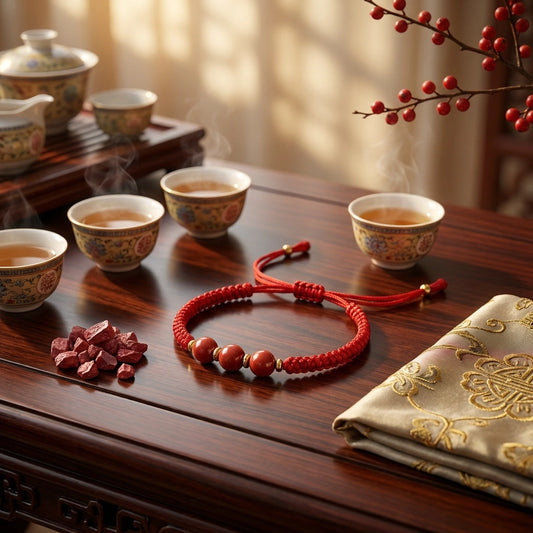 Hand-Woven Cinnabar Small Beads Bracelet