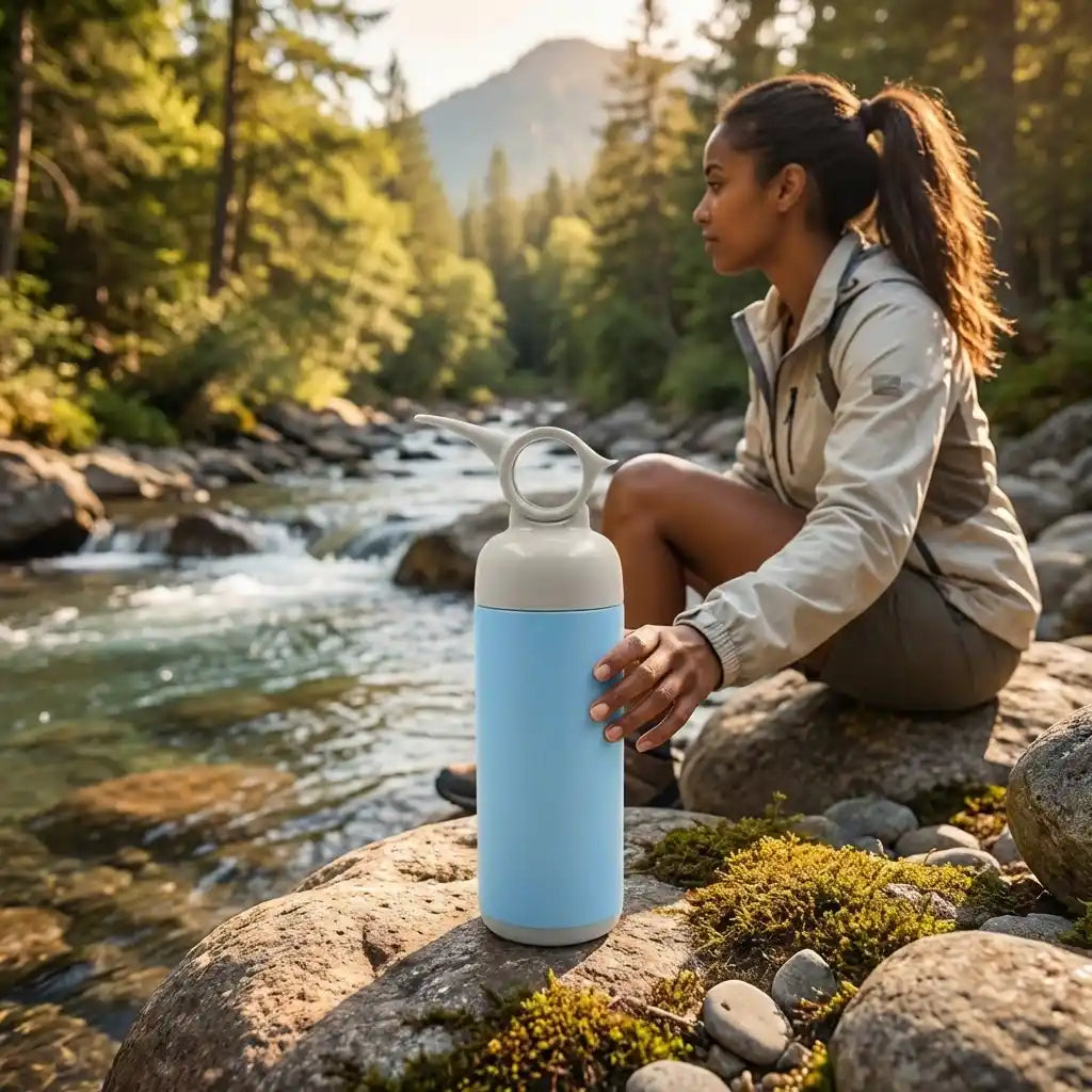 Best 6190 stainless steel water bottle with handle easy to carry fridge leak proof rust hot cold drinks gym sipper bpa