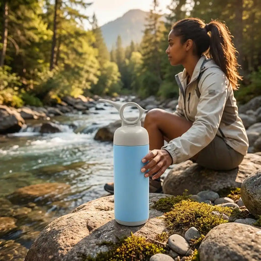 Best 6190 stainless steel water bottle with handle easy to carry fridge leak proof rust hot cold drinks gym sipper bpa