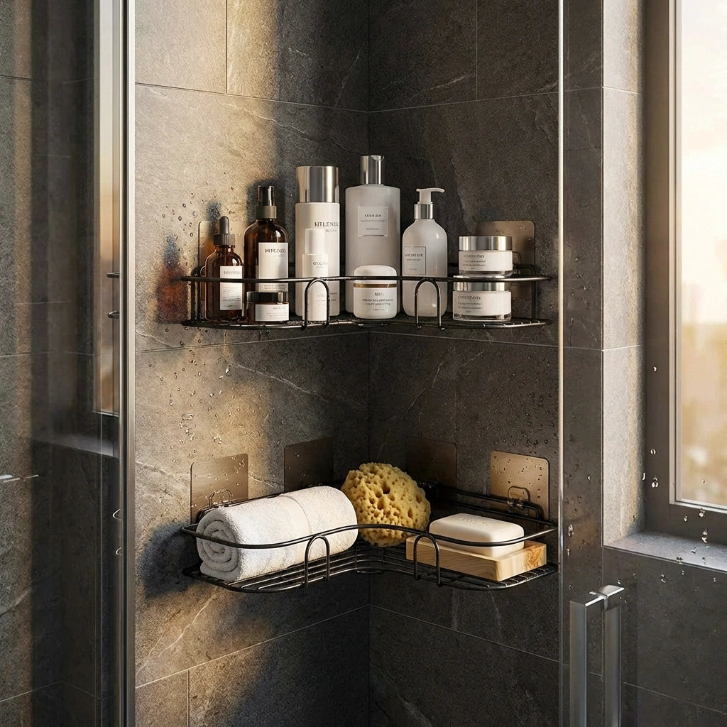 Metal Bathroom Corner Rack Storage Shelves