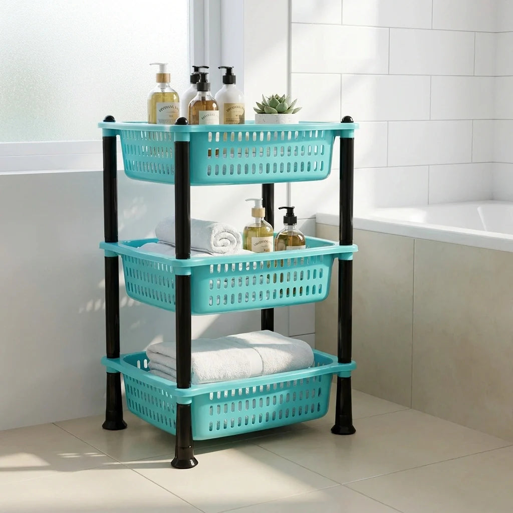 3 Layer Squre Kitchen Trolley Basket