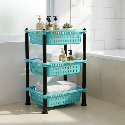 3 Layer Squre Kitchen Trolley Basket