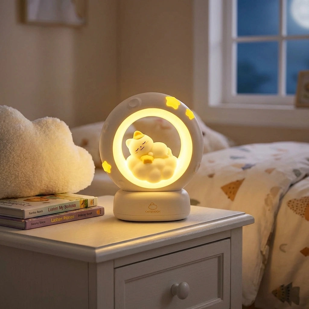 Sleeping Cat LED Night Light Lamp with Touch Control