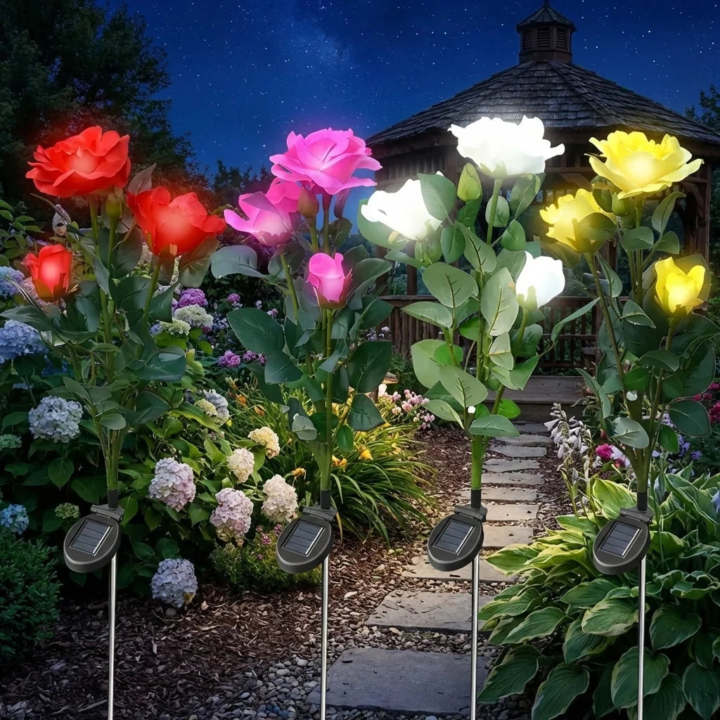 Solar-Powered Rose Garden Lights