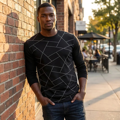 Printed Black Cotton Tee