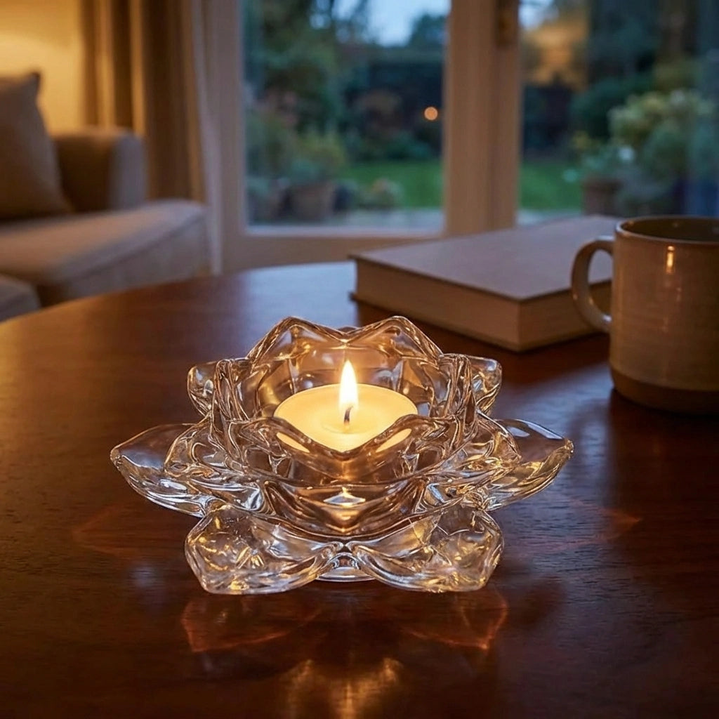 Glass Lotus Flower Tea Light