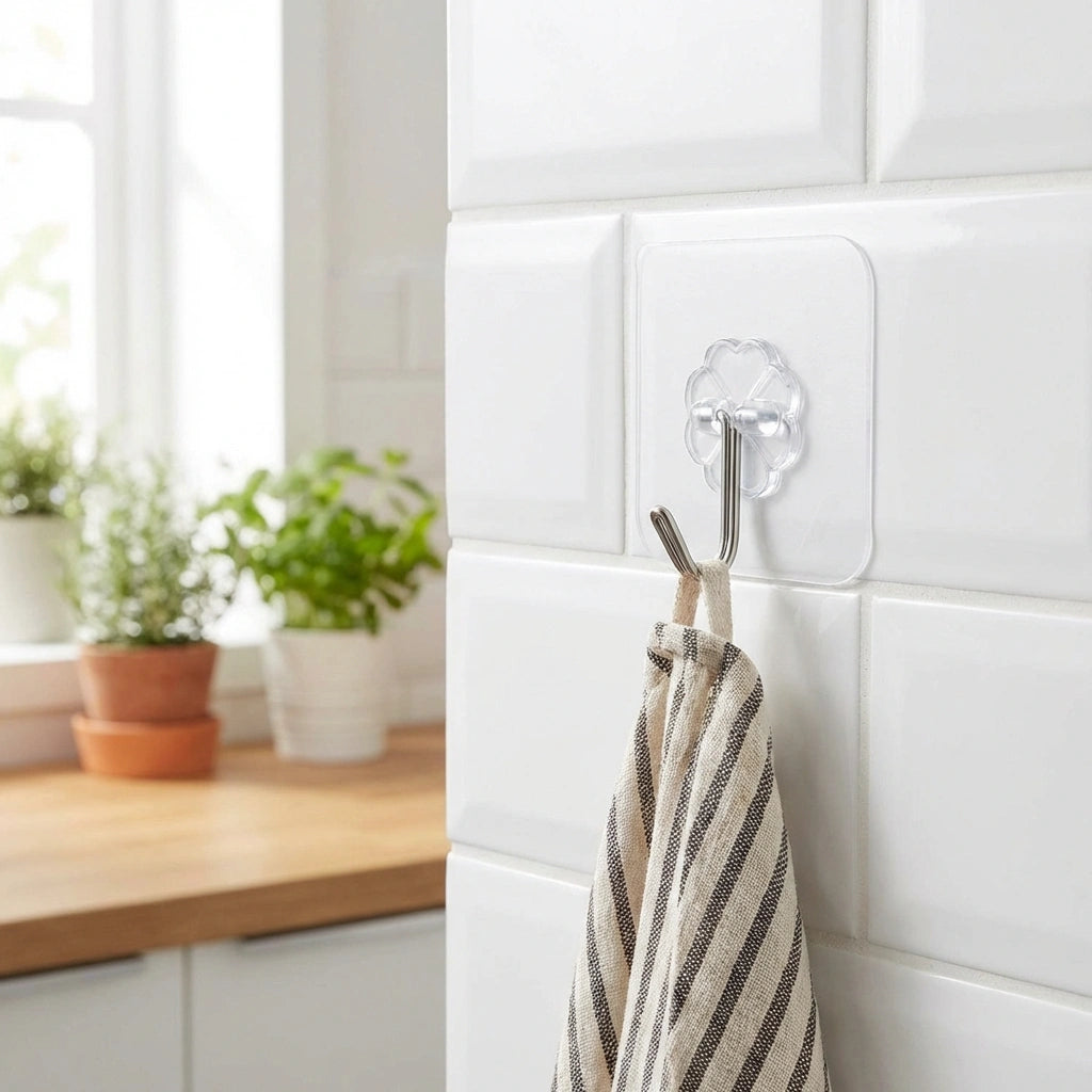 Self Adhesive Waterproof Transparent Hooks for Wall (Pack of 15)