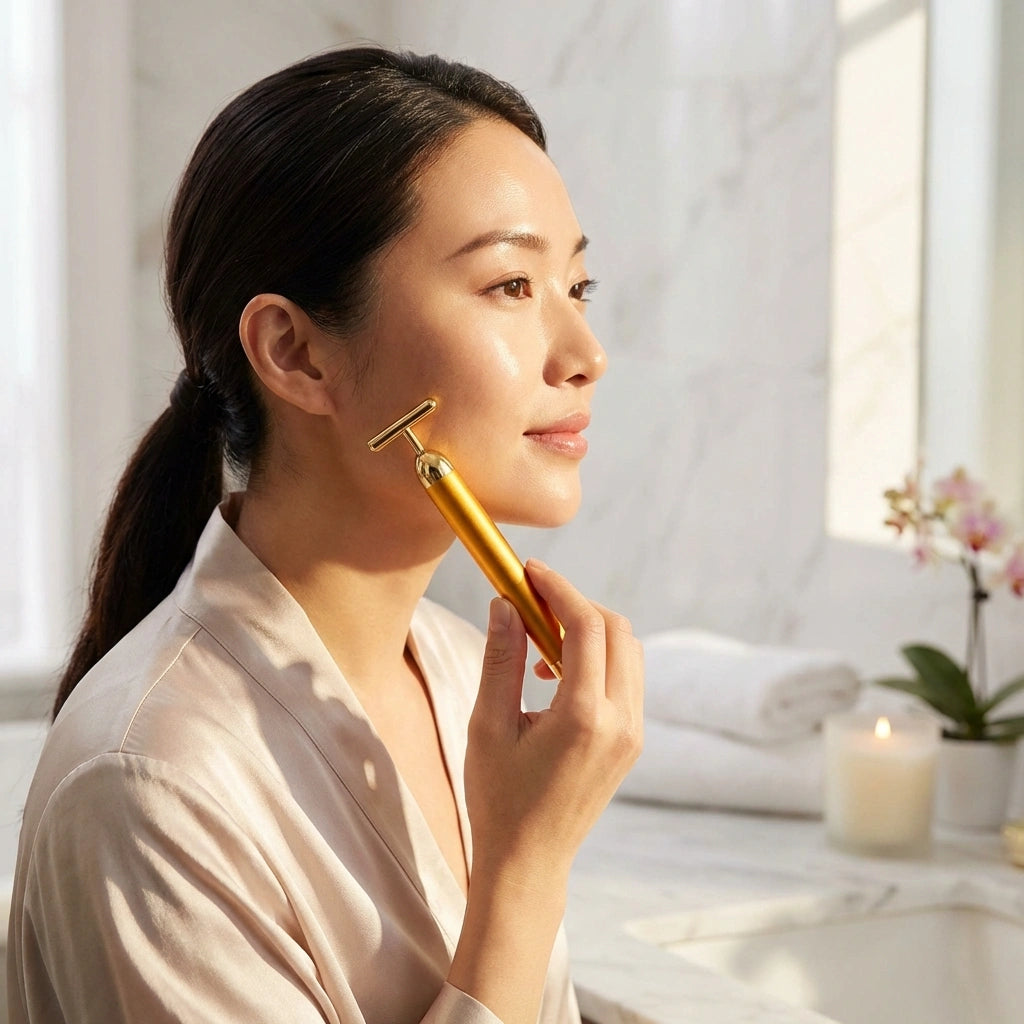 24K Gold Energy Beauty Bar Electric Facial Massage Roller