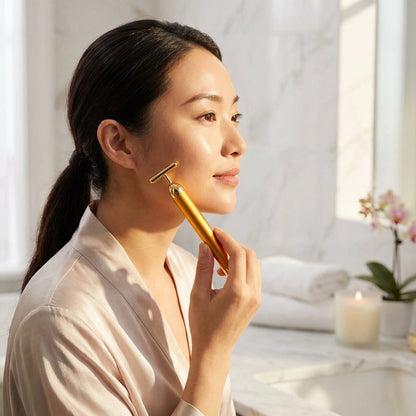 24K Gold Energy Beauty Bar Electric Facial Massage Roller