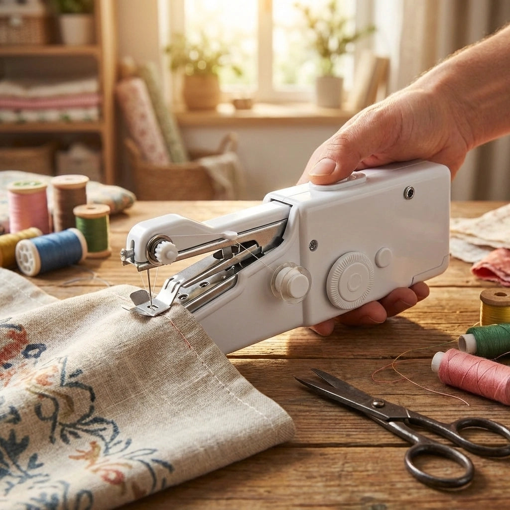 Stitch Handheld Cordless Portable White Sewing Machine
