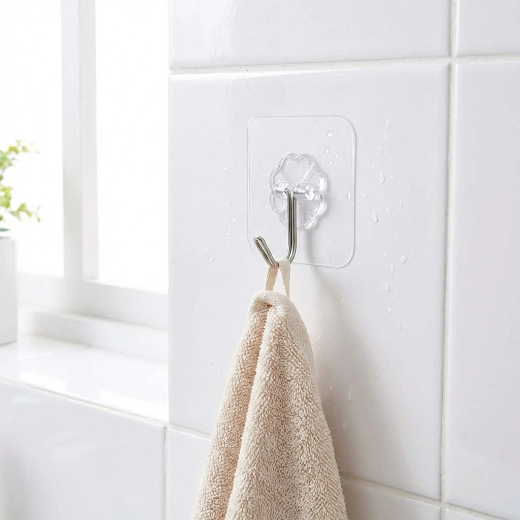 Self Adhesive Waterproof Transparent Hooks for Wall (Pack of 15)