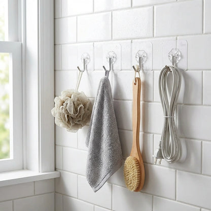 Self Adhesive Waterproof Transparent Hooks for Wall (Pack of 15)