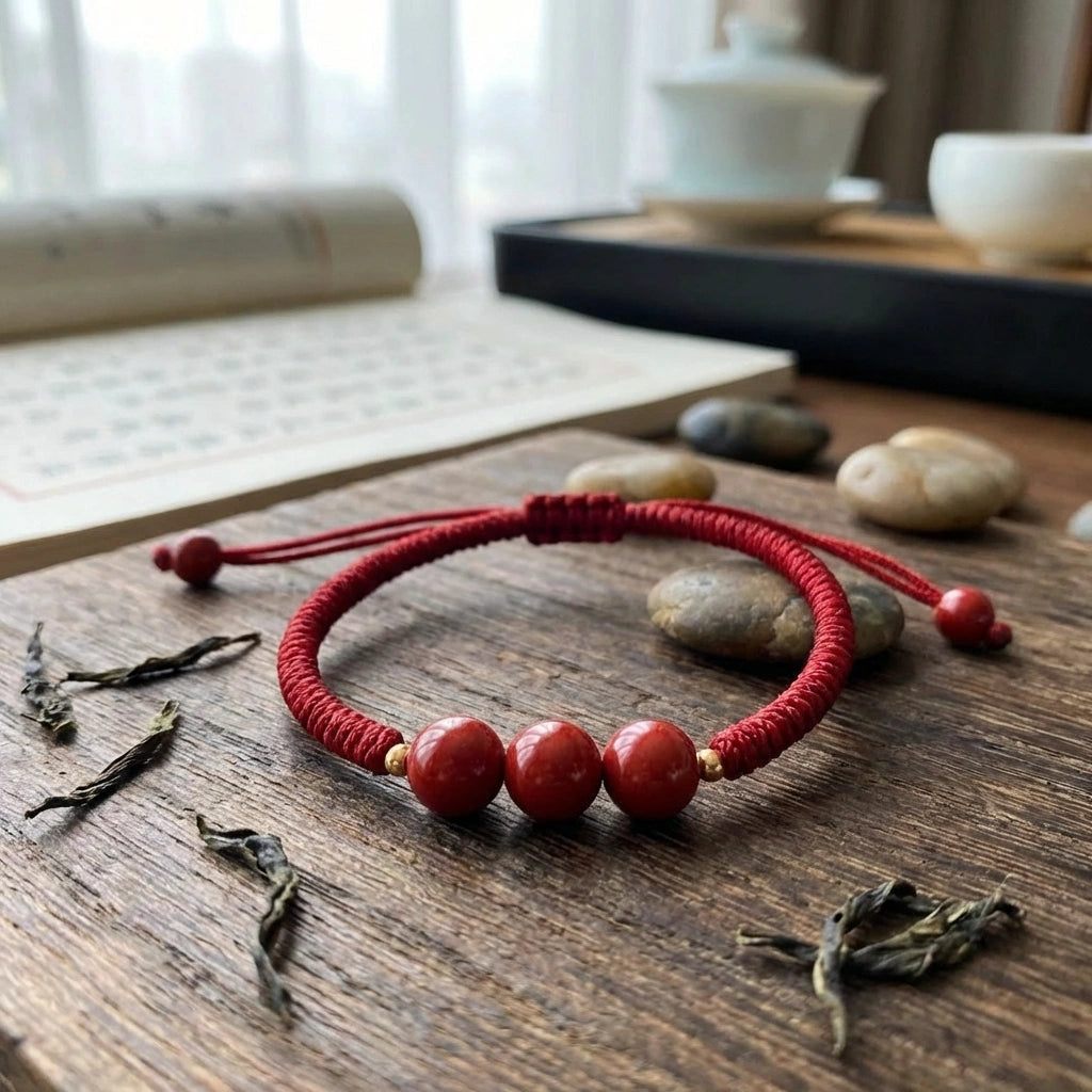 Hand-Woven Cinnabar Small Beads Bracelet