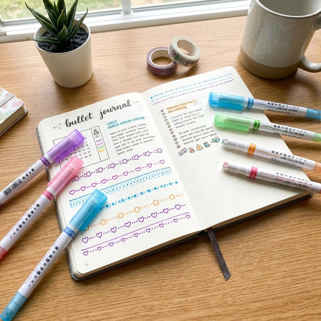 Stamp Pen Liner Pen Roller Type 6 Design and Pack of 6 Color 6