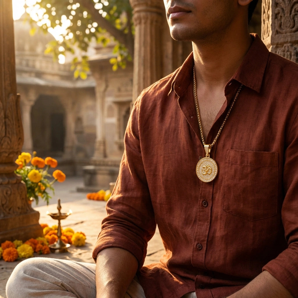 Om Symbol Pendant With Chain