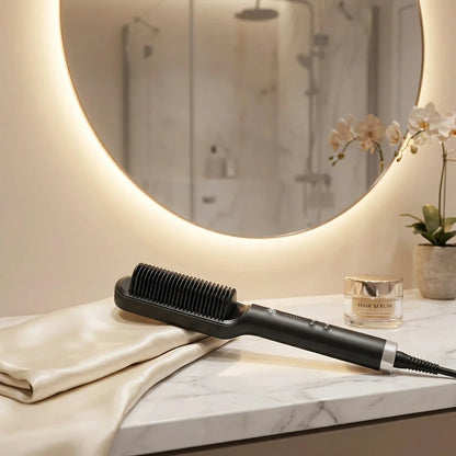 Hair Straightener Used While Massaging Head