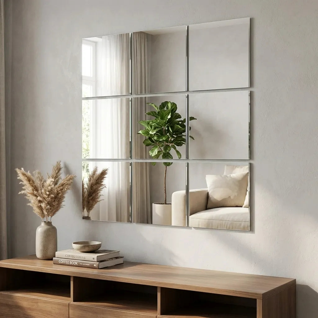 Big Square Silver 3D Acrylic Mirror Wall Sticker (Pack of 1)