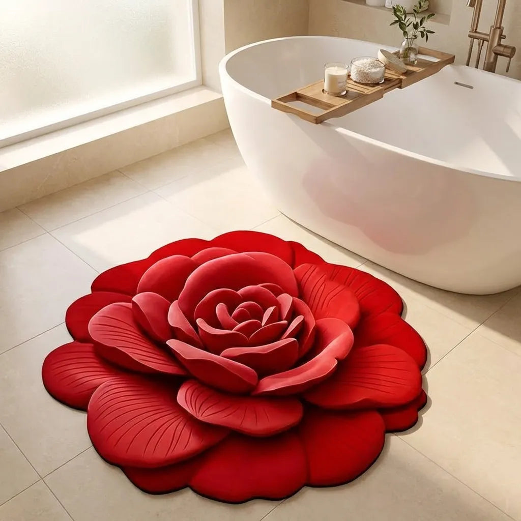 3D Flower Design Floor Mat, Quick Dry Non Slip