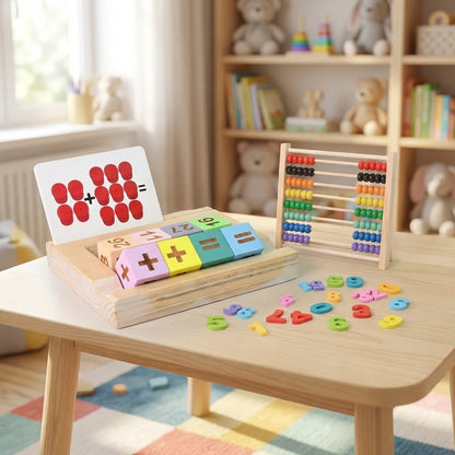 Wooden Math Flash Card Game