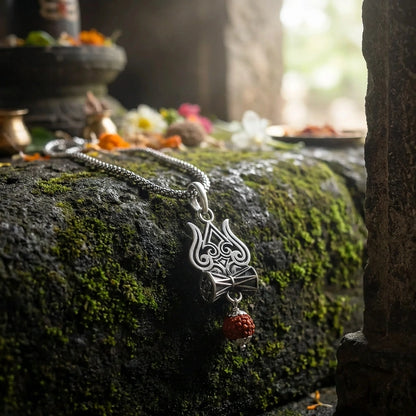 Trishul Damru Rudraksha Pendant Chain