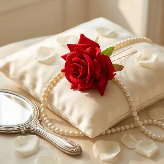 Red Rose Hair Clips
