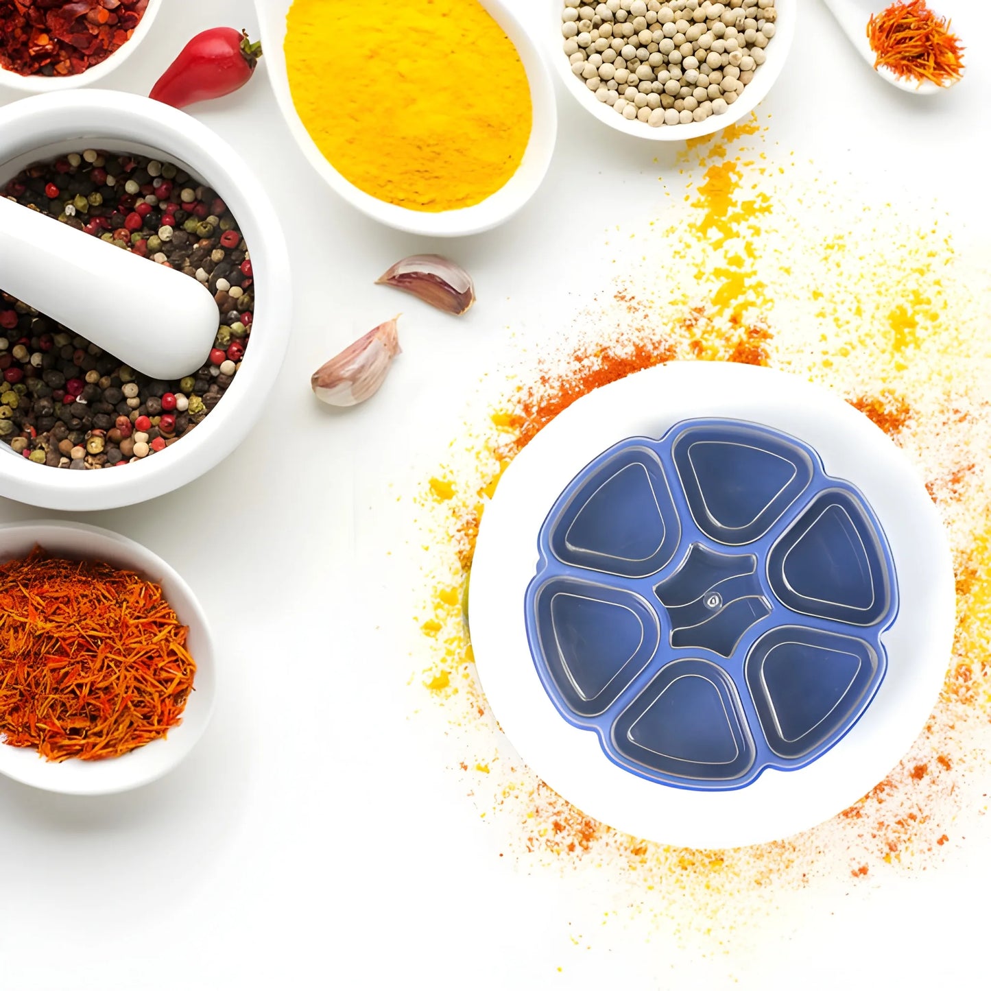 7-Compartment Spice Box - Home & Kitchen