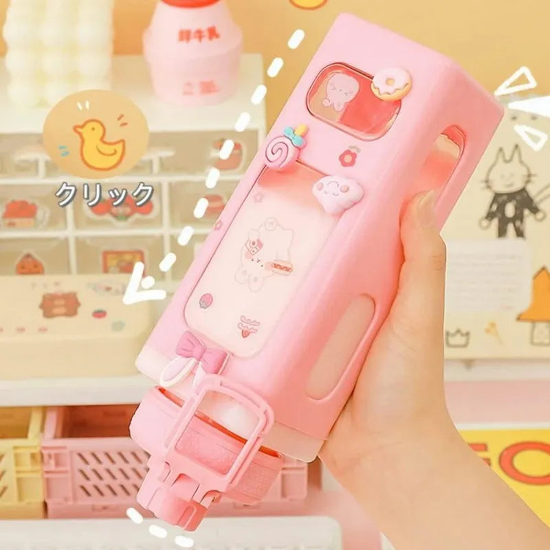 700ml Kawaii Water Bottle with Lid and Straw Water Bottles