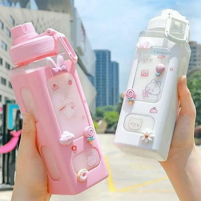 700ml Kawaii Water Bottle with Lid and Straw Water Bottles