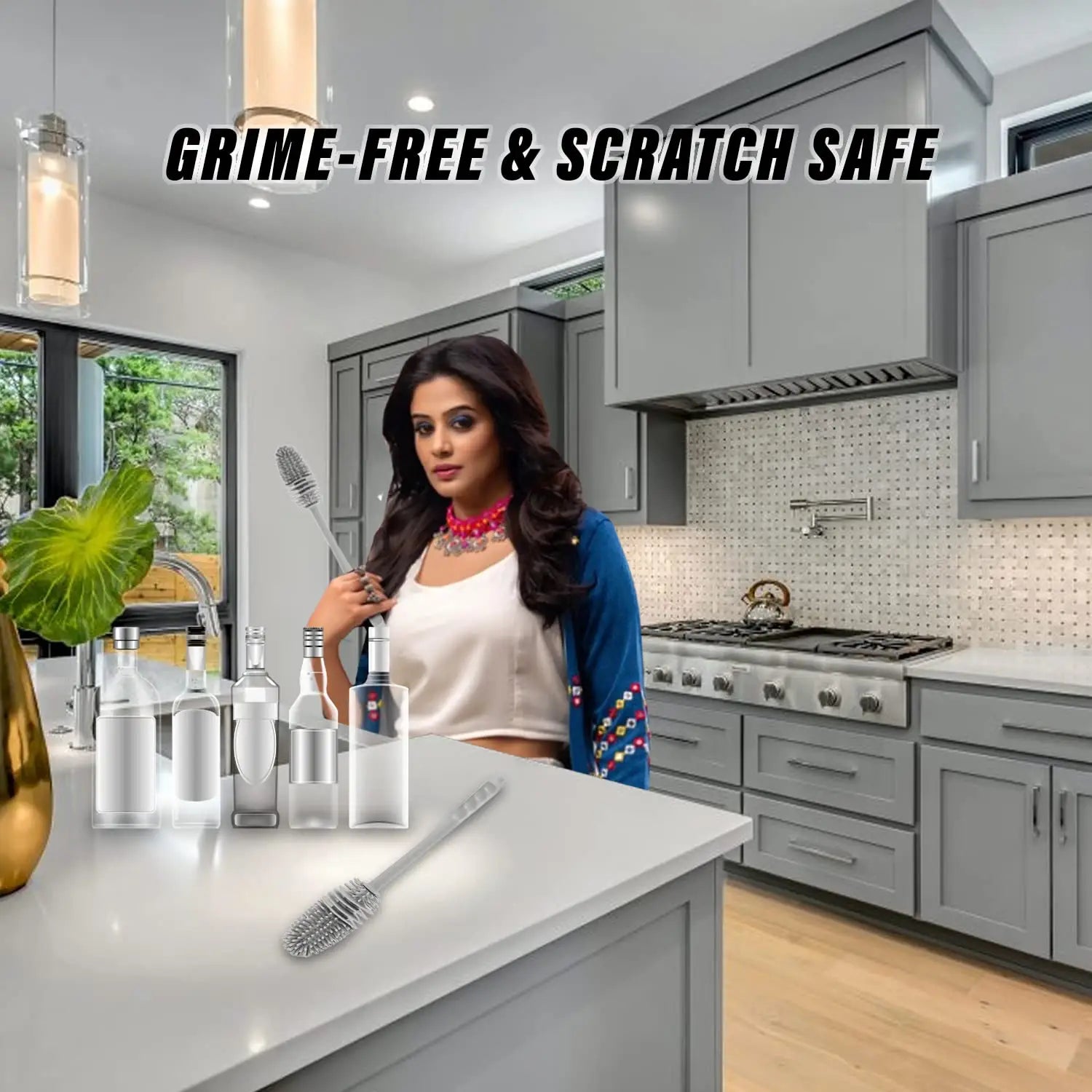 Silicone Bottle Cleaning Brush with Long Handle