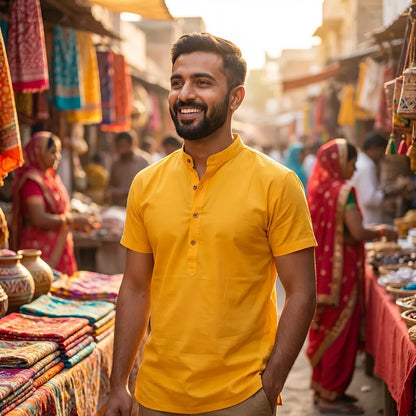 Solid Yellow Slim Shirt
