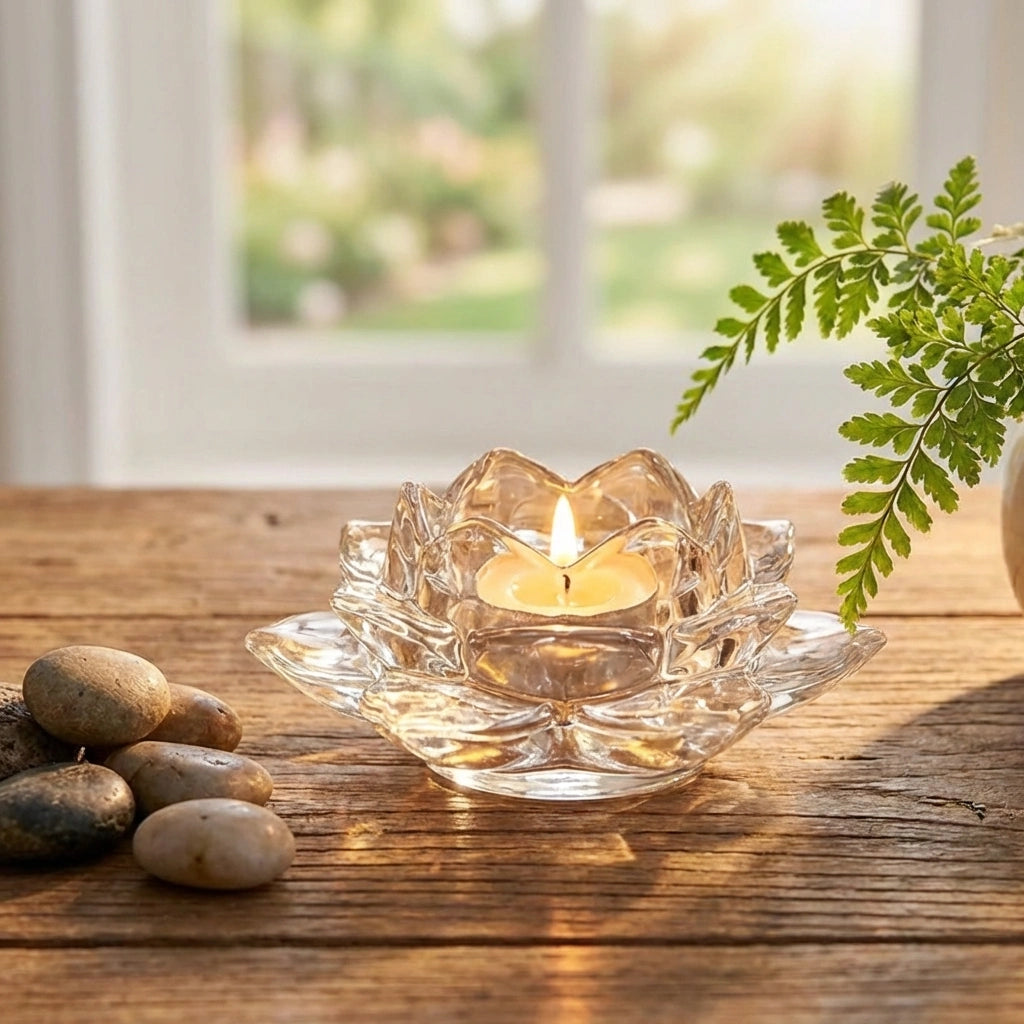 Glass Lotus Flower Tea Light