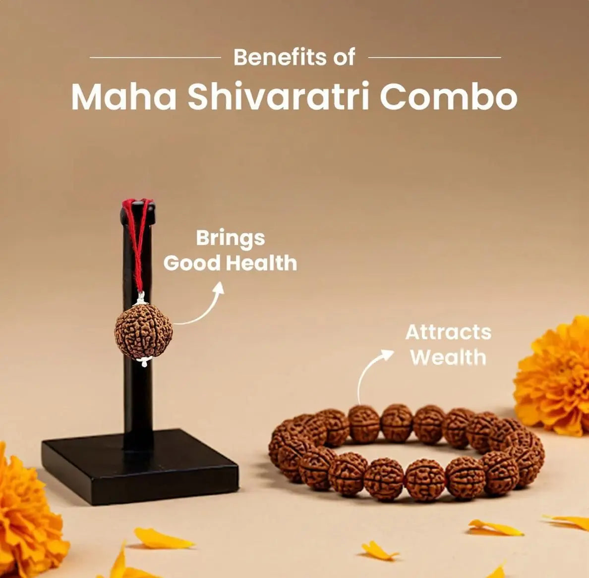 Maha SHivratri Combo 5 Mukhi Rudraksha With Bracelet