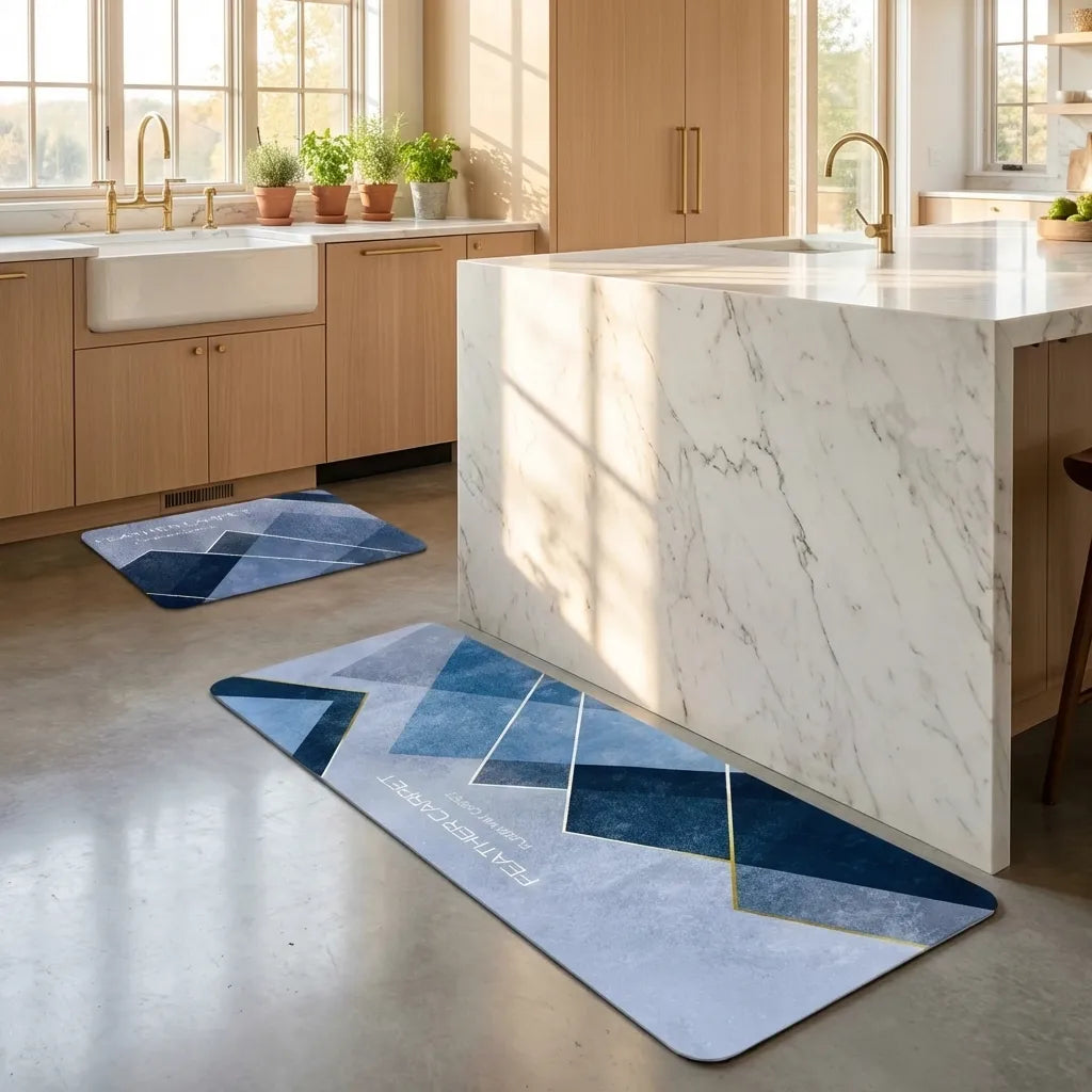 Rubber Floor Mat with Runner Geometric Pattern