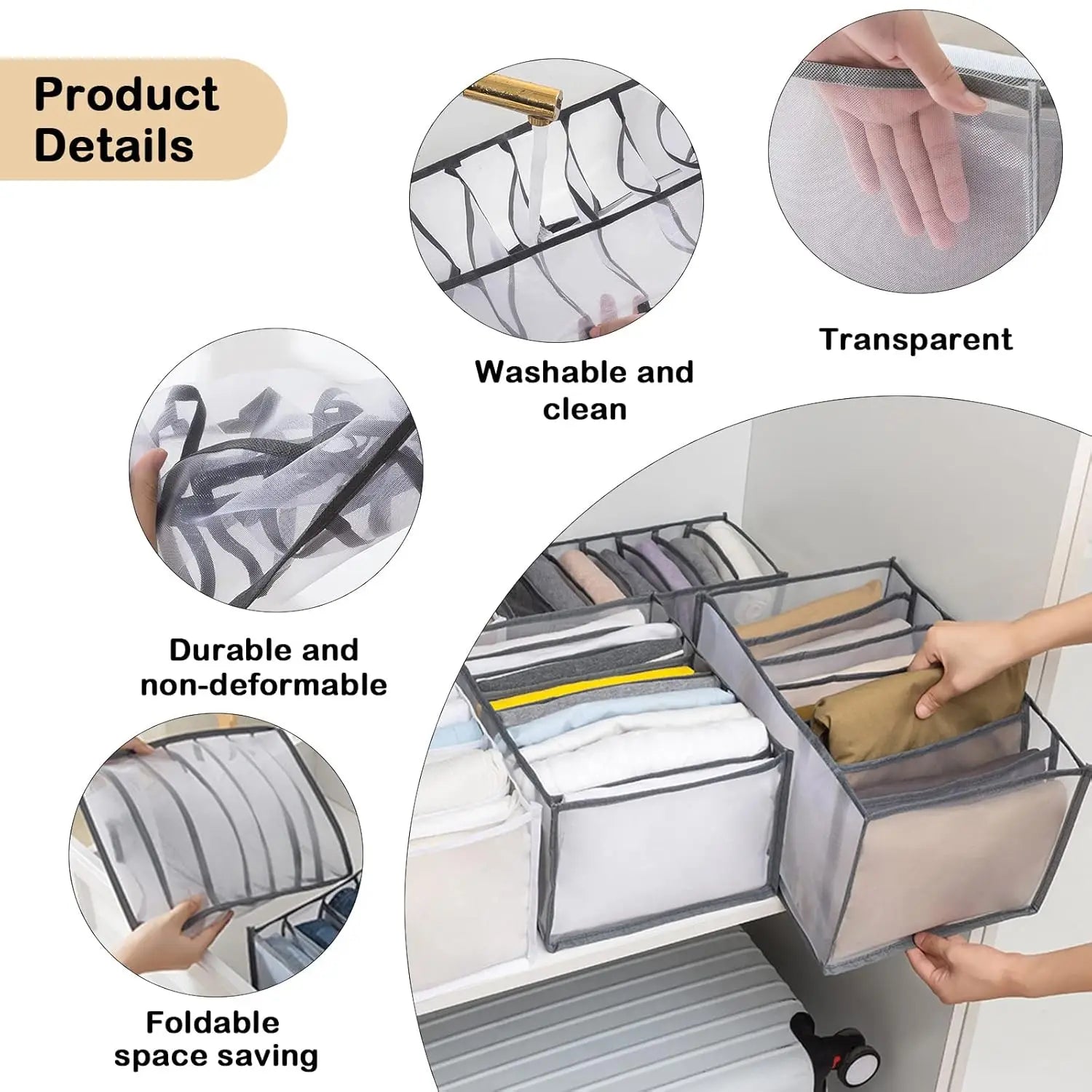 6 Grids Folding Clothes Organizer