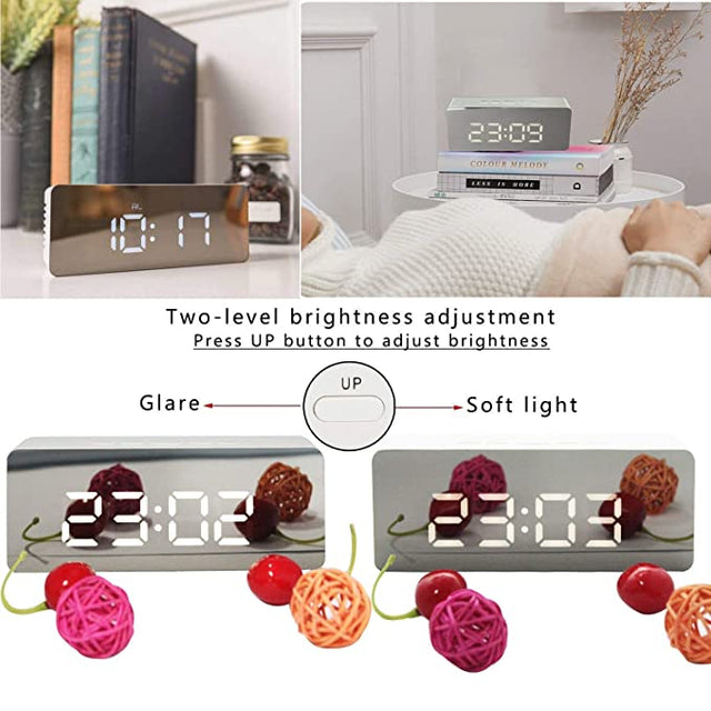 Digital Alarm Clock, LED Display Clock Best Makeup Bedroom Mirror Trav –  Roposo Store