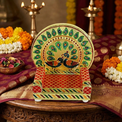 Meenakari Work Laddu Gopal Singhasan For Pooja Mandir (2 Pc Set)