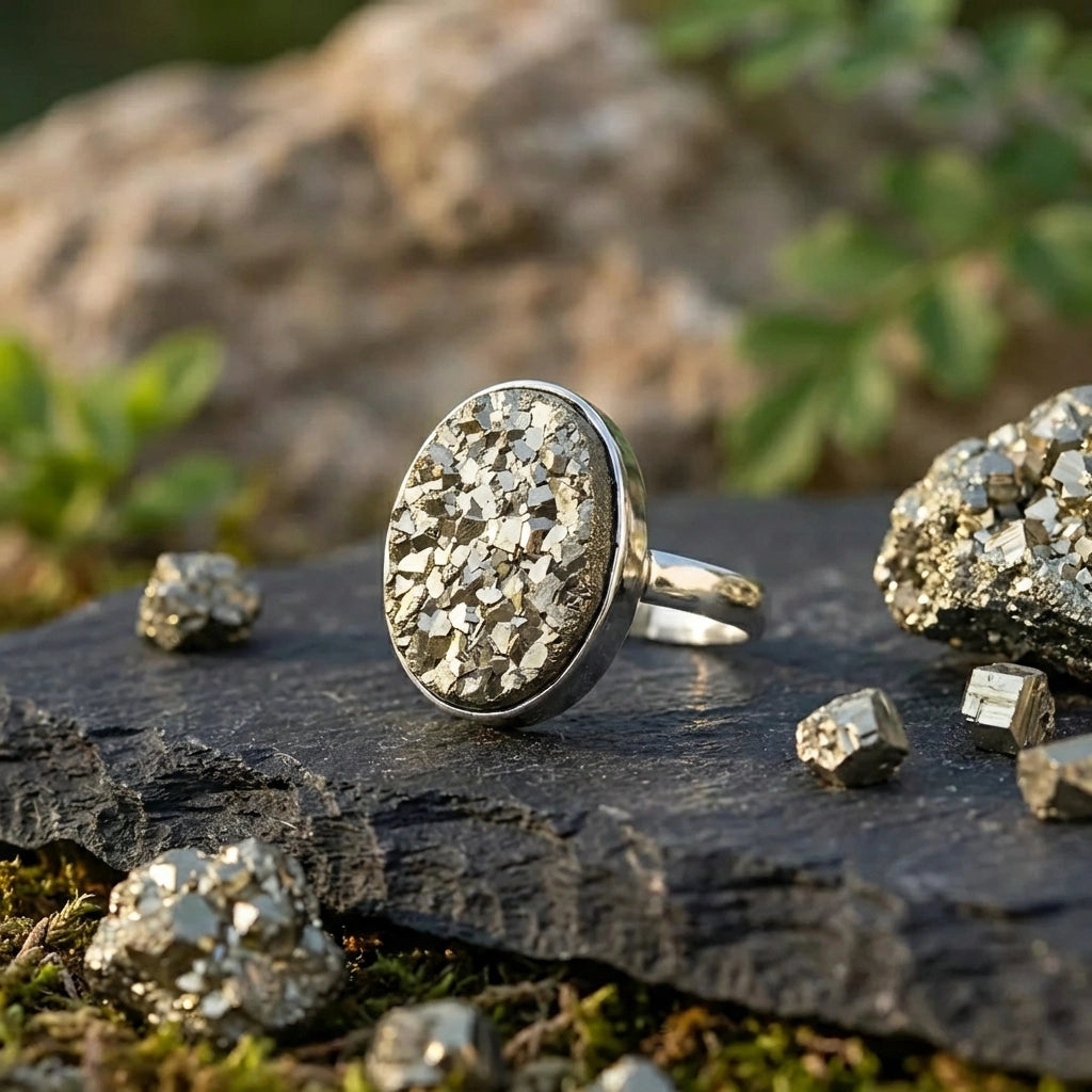 Adjustable Pyrite Ring