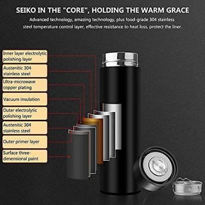 Stainless Steel Temperature Water Bottle Thermos Double Wall Vacuum Intelligent Cup with LCD Smart Display (500 ML)