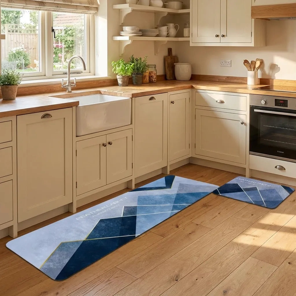 Rubber Floor Mat with Runner Geometric Pattern