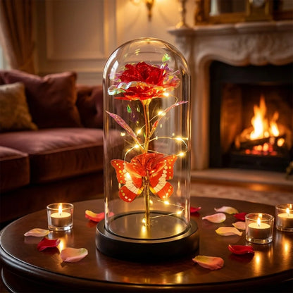 Elegant Led Eternal Rose In Plastic Dome (1 Pc  Battery Not Included)