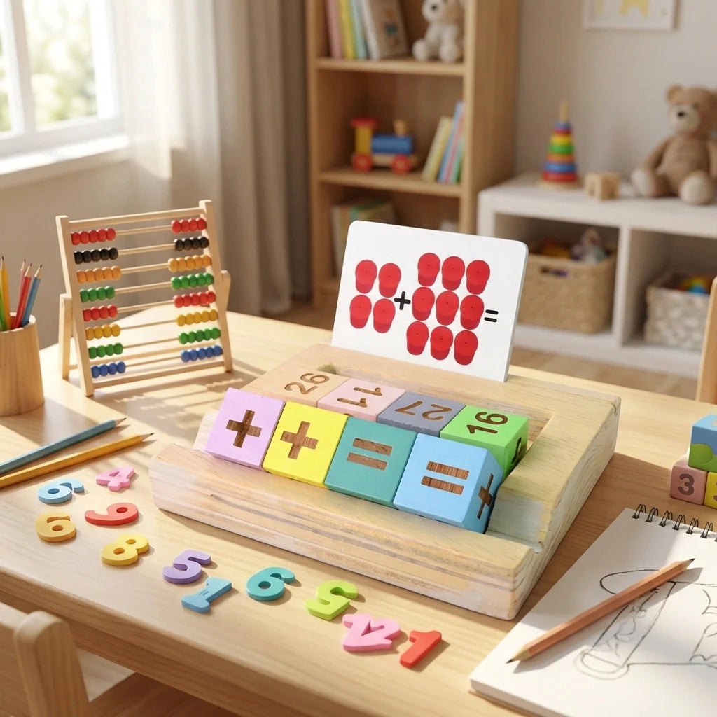 Wooden Math Flash Card Game