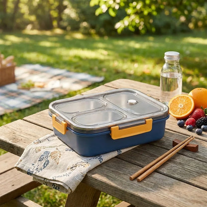 3-Compartment Steel Lunch Box
