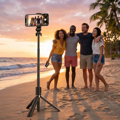 Extendable Flash 3-in-1 Selfie Stick Tripod with Bluetooth Remote